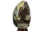 Septarian Dragon Egg Geode - Black Crystals #123021-1